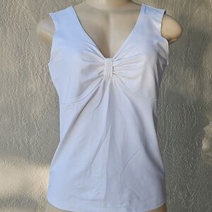 Alfani White Sleeveless Knot-Detail Tank Top